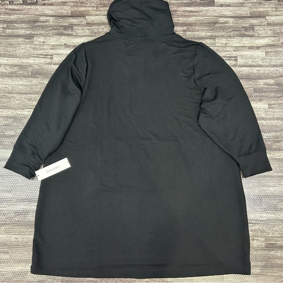 NWT Women’s Size 3X Calvin Klein Hooded Embellished Logo Shirt Dress in Black - Picture 8 of 8
